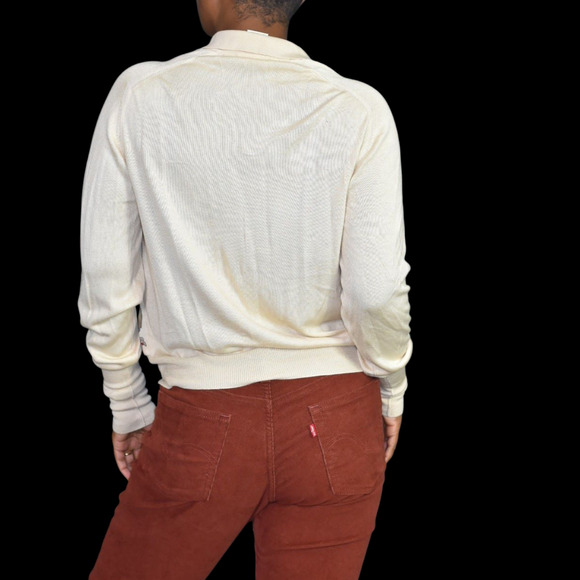 Vintage Hermes Alphabet Polo Top Beige Print Silk Scarf Knit Annie Faivre Small - Picture 4 of 16